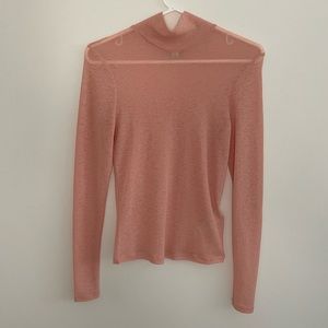 Opaque pink mock neck long-sleeve